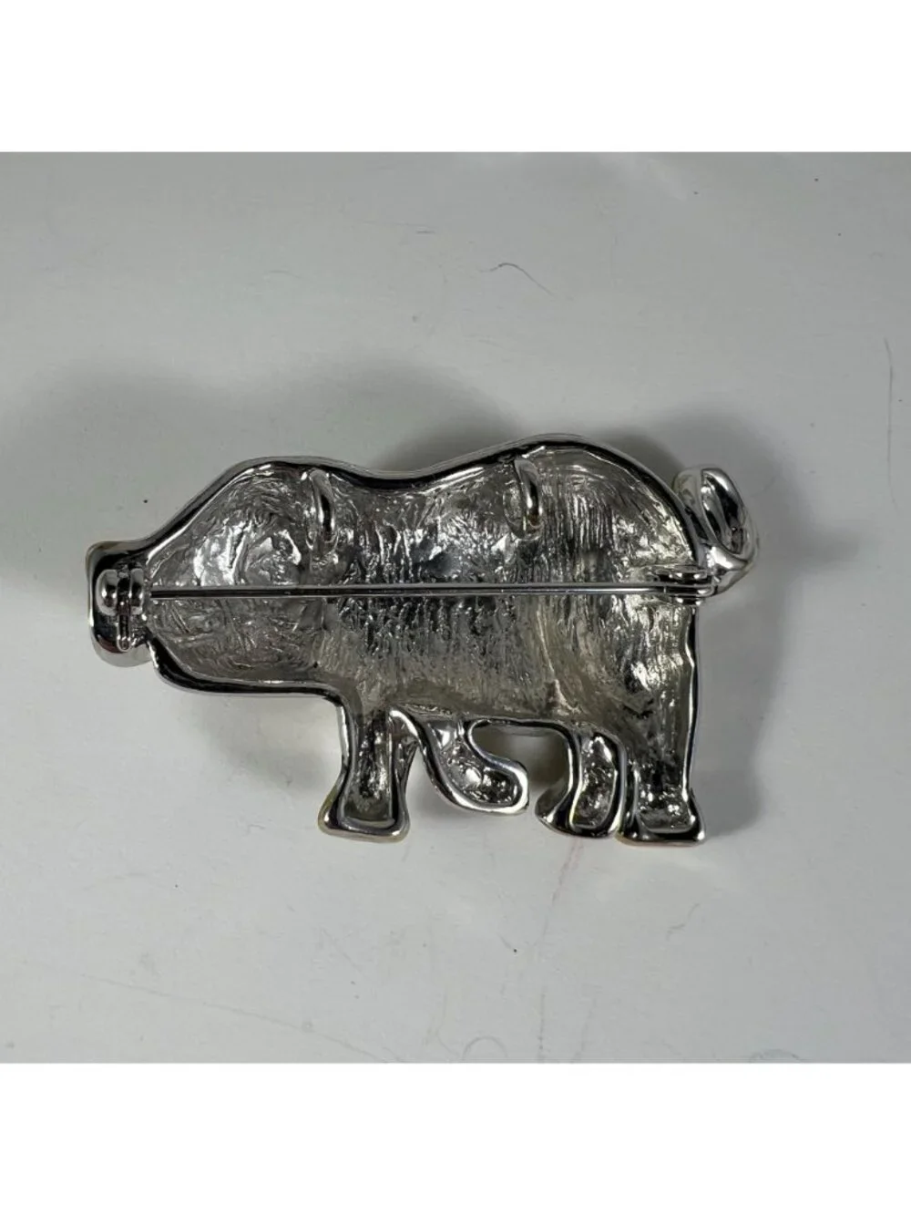 Vintage Silver-Tone & Gold-Tone Pig Brooch With Detailed Design